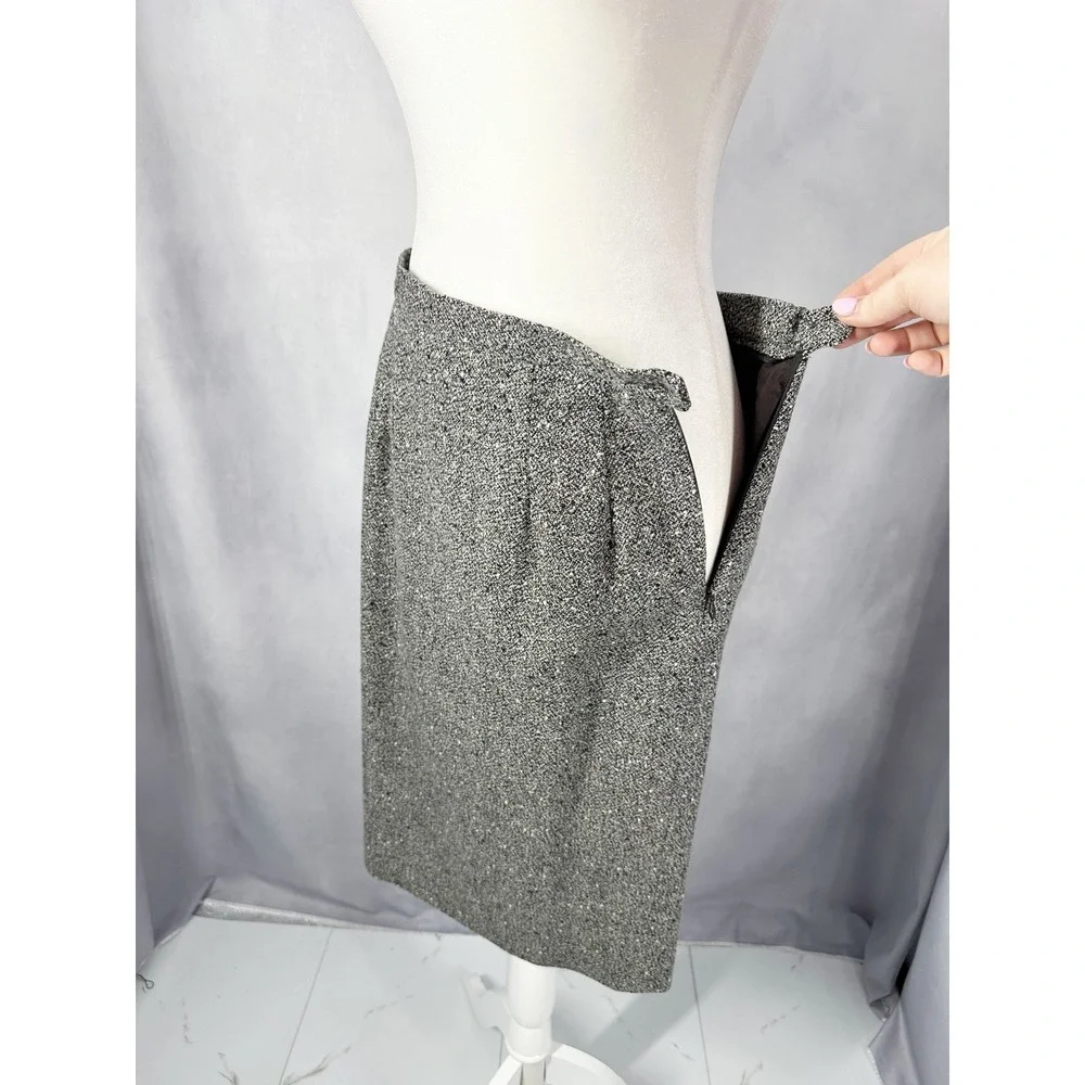 Pendleton Gray Wool Tweed Black Retro Blazer‎ Skirt Suit Women's Size 8/10